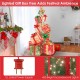 Stacked lighted Christmas gift box tower with 450 warm white lights, perfect for festive decoration and ambiance.