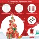 15 lighted Christmas gift boxes stacked in a tower, featuring a solid metal support frame and vibrant bows for festive.