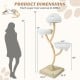 70-inch tall beige cat tree with 3 perches, dangling balls, and stable base for comfortable lounging and scratching.