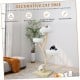 70-inch tall beige cat tree with 3 perches, dangling balls, and a stable base for comfortable lounging and play.