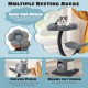 Cozy top perch and curved perch of a 35-inch gray cat tree with sisal scratching board for lounging and play.