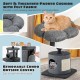 Cozy top perch with thick padded cushion and removable condo cover on a 35-inch gray cat tree for playful kittens.