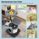 Curved perch and cozy top on a 35-inch gray cat tree with sisal scratching board and private condo for playful cats.