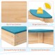 Outdoor solid wood sandbox featuring a smooth surface, bright seat colors, and strong screws for durability.