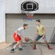Wall-mounted basketball set featuring a large shatterproof backboard, ideal for indoor and outdoor play.