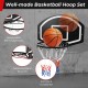 Wall-mounted basketball hoop set featuring a sturdy metal rim, shatterproof backboard, and tear-proof net for indoor.