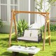 2-person outdoor hanging chair in gray with soft cushions, perfect for garden relaxation and durable PE wicker design.