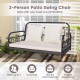 2-person outdoor hanging chair in gray with soft cushions, suitable for porches and gardens, supports 880 lbs.