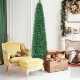 8 ft pre-lit Christmas pencil tree with colorful fiber optics, perfect for saving space in any corner of your home.