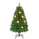 Prelit 4 ft fiber optic Christmas tree with warm white lights and star decorations, perfect for festive home decor.