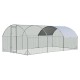 Dome-shaped large metal chicken coop with sturdy galvanized steel mesh for ventilation and outdoor animal protection.