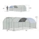 Large metal chicken coop with galvanized steel frame, waterproof cover, and lockable door for outdoor use.