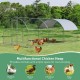 Large metal chicken coop with galvanized steel frame and waterproof cover, ideal for chickens, ducks, and rabbits.