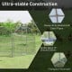 Large metal chicken coop featuring a triangular structure and heavy-duty galvanized steel for outdoor stability.