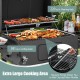 Extra large cooking area of the outdoor BBQ charcoal grill with warming rack and foldable side tables for easy grilling.
