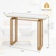 43.5-inch console table with a golden heavy-duty metal frame, featuring a waterproof top and adjustable foot pads for.