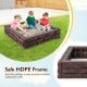 Kids playing in the 2-in-1 HDPE brown sandbox with cover, designed for durability and creativity for ages 3-12.