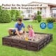Kids playing in the 2-In-1 HDPE brown sandbox with cover, designed for motor skills and creativity development.