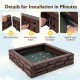 Installation details for the 2-In-1 HDPE kids sandbox with cover, featuring slot connections and metal ground stakes.