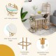 Bar table set featuring a simulated marble top, gold frame, and storage shelves for stylish organization in any space.