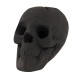Realistic black ceramic fibre skull decoration for Halloween, designed for fire pits, with spooky details and fireproof.