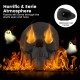 Black ceramic fibre skull with hollowed-out center and eerie flames, ideal for creating a terrifying Halloween.
