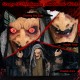 Life-size 5FT animatronic witch with glowing red eyes and posable arms, perfect for Halloween decorations and parties.