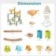 Bamboo marble run educational toy set dimensions with various pieces, including funnels and marbles for creative play.