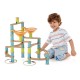 Bamboo marble run set with 162 pieces, featuring colorful rails and funnels for creative play and learning.