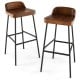 Set of 2 industrial bar stools with low back, 29" seat height, and sturdy metal frame for kitchen island use.