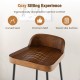 Industrial bar stool with low back and curved seat, made of premium MDF, designed for comfort and stability in kitchens.