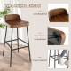 Industrial bar stool with low backrest and footrest, 29" height, sturdy metal frame for kitchen island or dining bar.