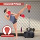 Freestanding adjustable punching bag with integrated PU foam, red boxing gloves, and stable base for fitness training.