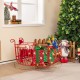 Metal Christmas Santa sleigh with spacious cargo area, featuring curled edges and golden star accents for festive decor.
