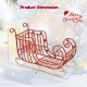 Metal Christmas Santa sleigh with large cargo area, red and gold accents, perfect for holiday decor and gift display.