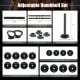 Adjustable dumbbell set with foam-covered rods and 16 weight plates for versatile home workouts and safety.