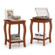 Set of 2 walnut end tables featuring a 2-tier design, ideal for lamps and books in living room or bedroom.
