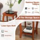 15-inch square end table in walnut with 2-tier storage, perfect for lamps, books, and decorative items in small spaces.