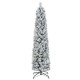 Flocked 6-foot Christmas tree with 258 branch tips and 100 warm white incandescent lights, perfect for small spaces.