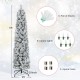6-foot slim Christmas tree with flocked branches, 100 incandescent lights, and included gloves, spare lights, and fuses.