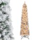 Slim 6-foot Christmas tree with 258 branch tips and 100 warm white incandescent lights, perfect for space-saving.