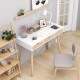 Computer desk with 3 drawers and solid rubber wood legs, ideal for home office organization and workspace efficiency.