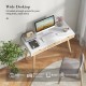 Computer desk with wide desktop and 3 drawers, featuring solid rubber wood legs, perfect for home office organization.