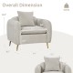 Beige chenille velvet accent chair with storage pockets, ergonomic backrest, and metal legs, ideal for living room or.