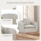 Beige chenille velvet accent chair with ergonomic backrest and storage pockets, ideal for living room or home office.