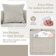 Beige chenille velvet accent chair with ergonomic backrest, soft cushion, and side pockets for easy storage.
