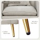 Chenille velvet accent chair in white with 6-inch thick cushion and golden metal legs, ideal for living room or office.