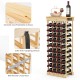 40-bottle modular wine rack in pine wood with 10 tiers, anti-toppling device, ideal for kitchen or cellar storage.