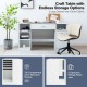 Sewing craft table with storage shelves and drawers, ideal for home office or crafting, featuring an elegant design.