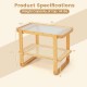 2-tier bamboo side table with glass top, featuring a spacious tabletop and rattan shelf, ideal for living room use.